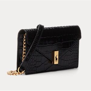 Polo Ralph Lauren Polo ID cross body bag black croc